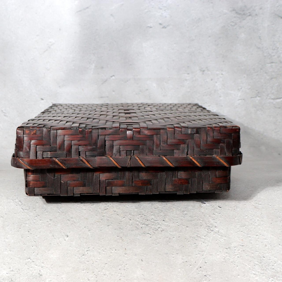 Vintage Japanese Bamboo Woven Rectangular Deep Box Geometric Pattern5