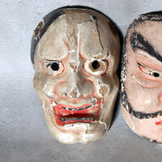 Antique Japanese Wooden Noh / Theater Masks 2pc Hannya-Type Warrior-Type MSK53314