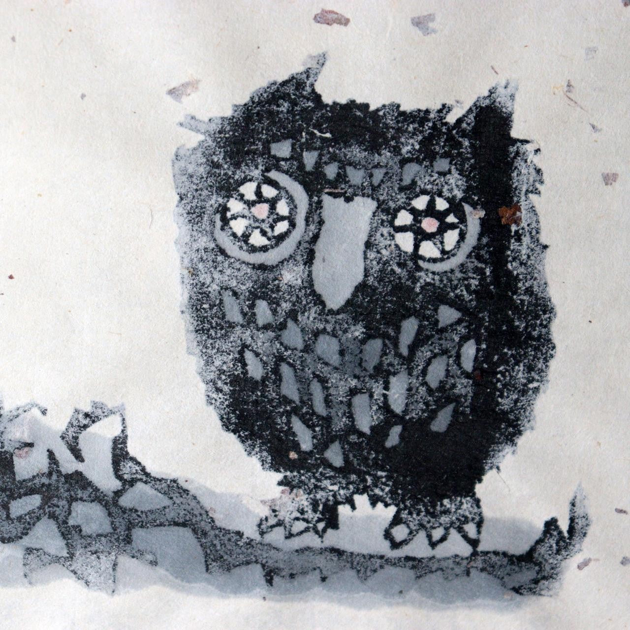 Iwao Akiyama Original Woodblock Print Nemurenai Owl 1997 Framed ASO4599