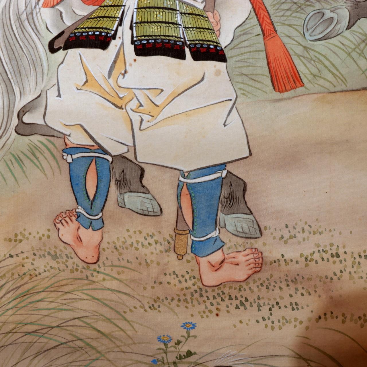 Antique Japanese Hand Painted Silk Kakemono Hanging Scroll Samurai Warrior9