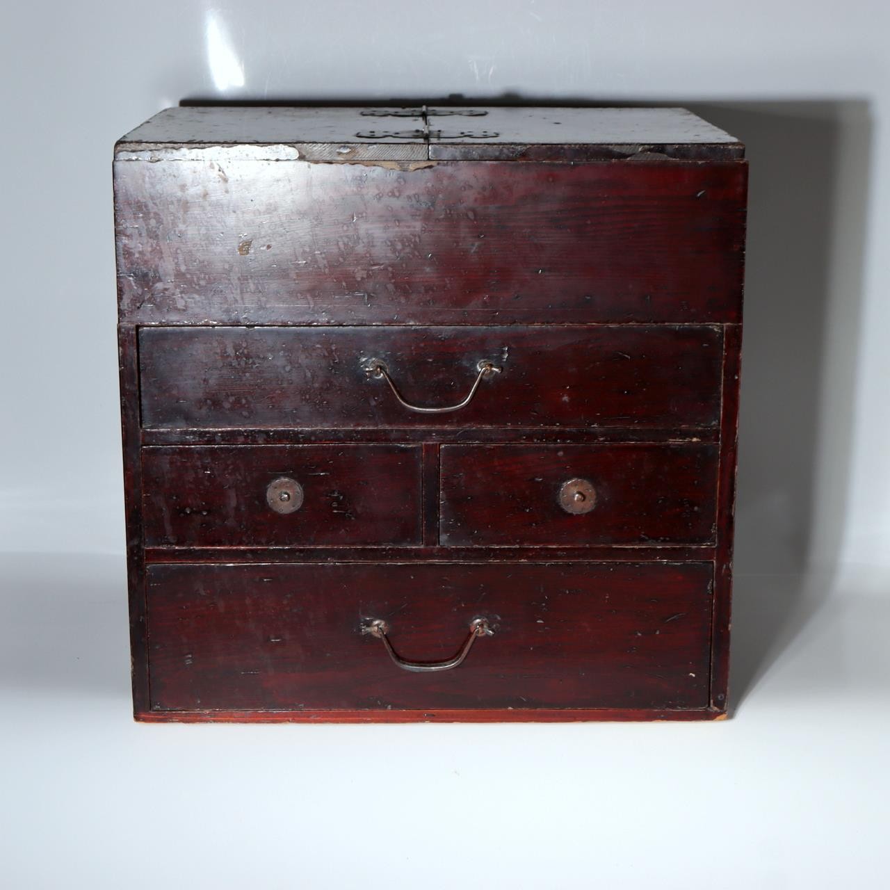 ​Antique Late Edo Meiji Japanese Cedar Wood Ko dansu Small Chest Tansu WO6143