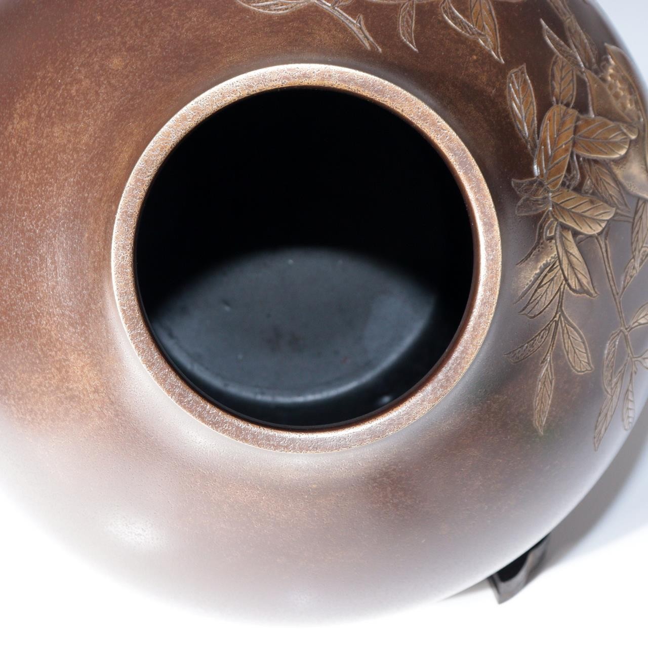 Japanese Bronze Vase by Yoshino Takeji & Takano Shizan Pomegranate Bird Design12