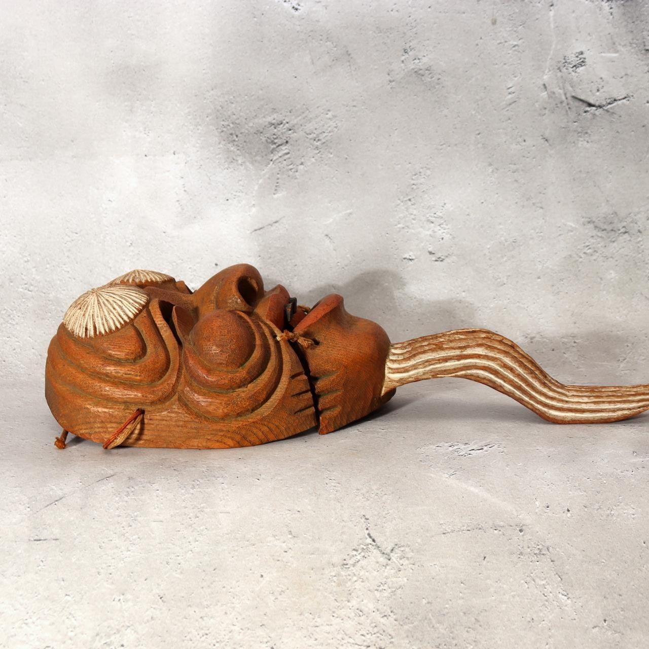 Vintage 1937 Japanese Wood Carved Noh Mask Okina Ise Shinen Shinmen Kagura4