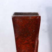 Japanese Bronze Twisted Vase Geometric Square Column Heavy Studio Ikebana Vessel11