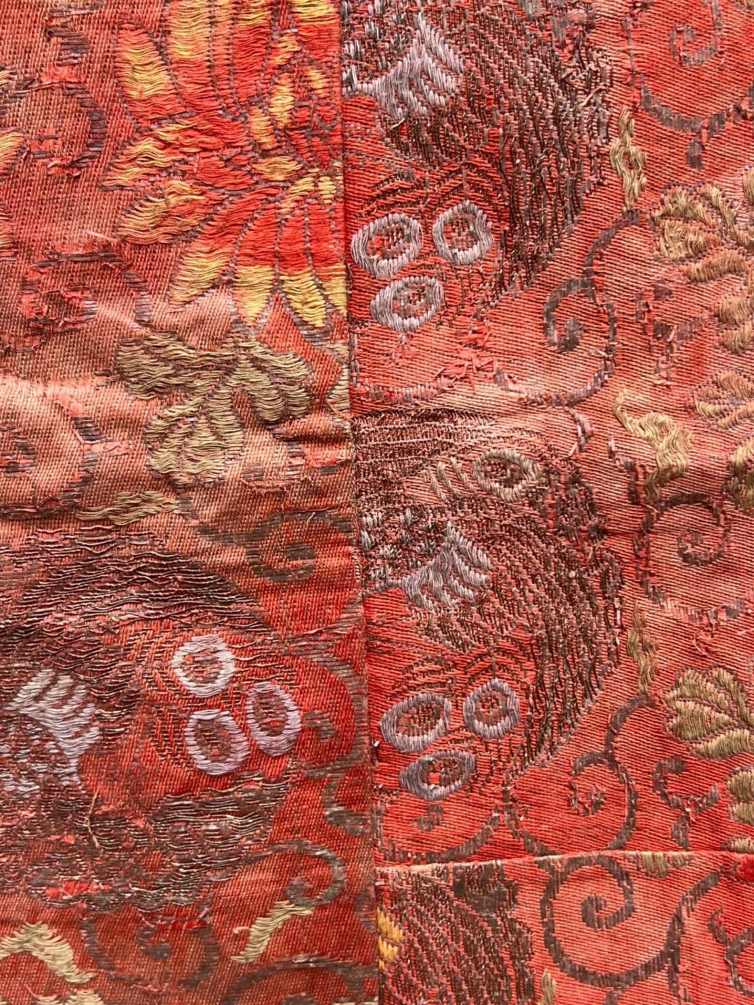 Antique 19th 20th C. Japanese Kinran Brocade Buddhist Temple Banner Phoenix6