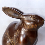 Vintage Japanese Bronze Rabbit Okimono Statue Figure 1140g BOSa449