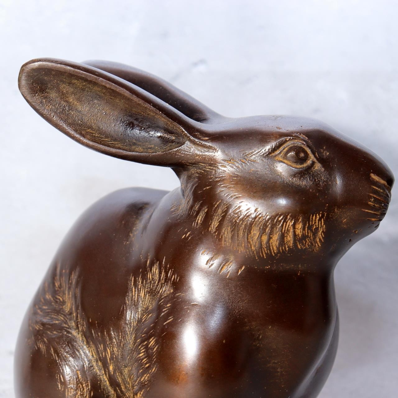 Vintage Japanese Bronze Rabbit Okimono Statue Figure 1140g BOSa449