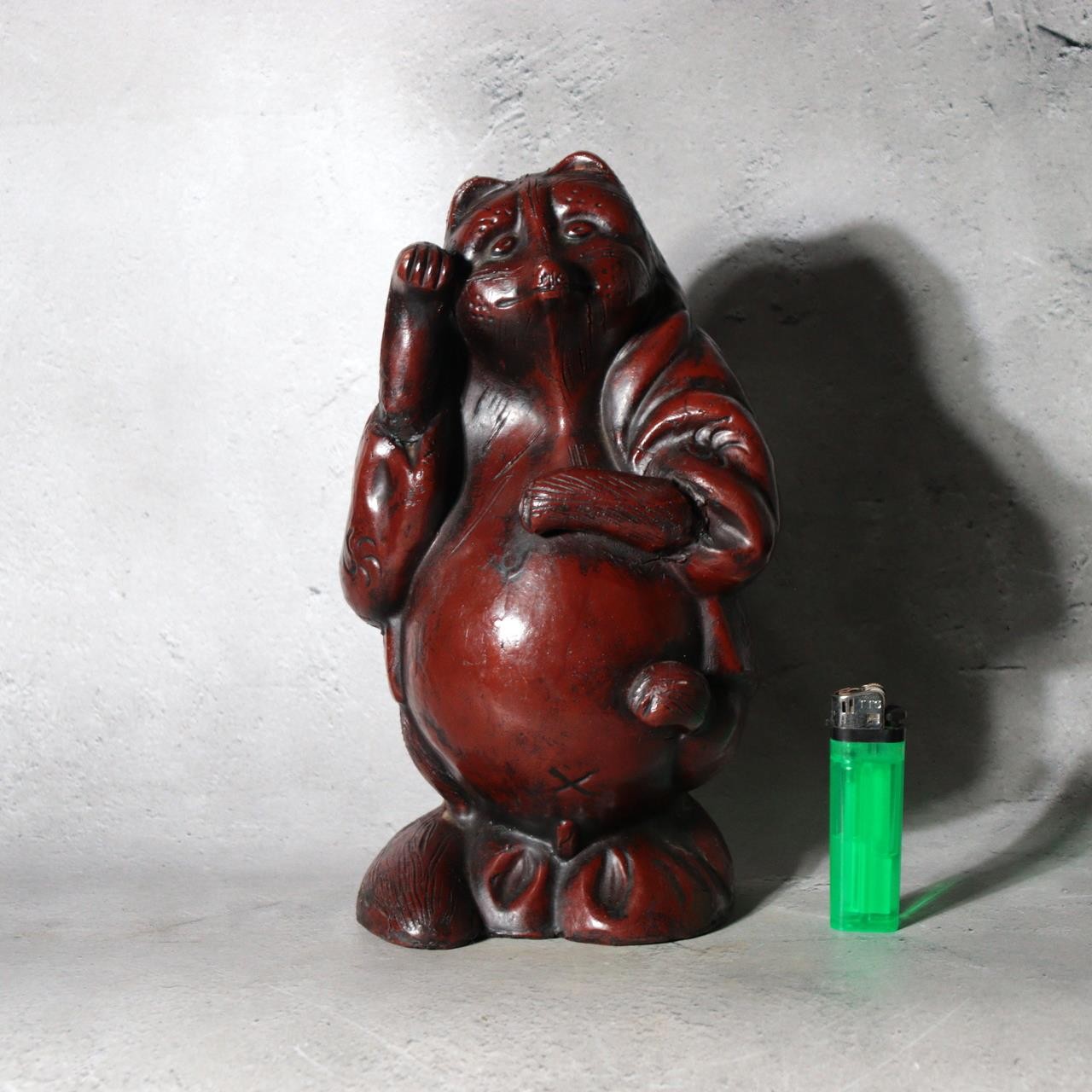 Vintage Japanese Ceramic Tanuki Okimono Tokoname Ware Beckoning Pose PCP3140
