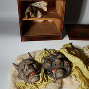 Antique Japanese Ceramic Noh Mask Style Wall Masks Hannya & Beshimi Pair c.19400