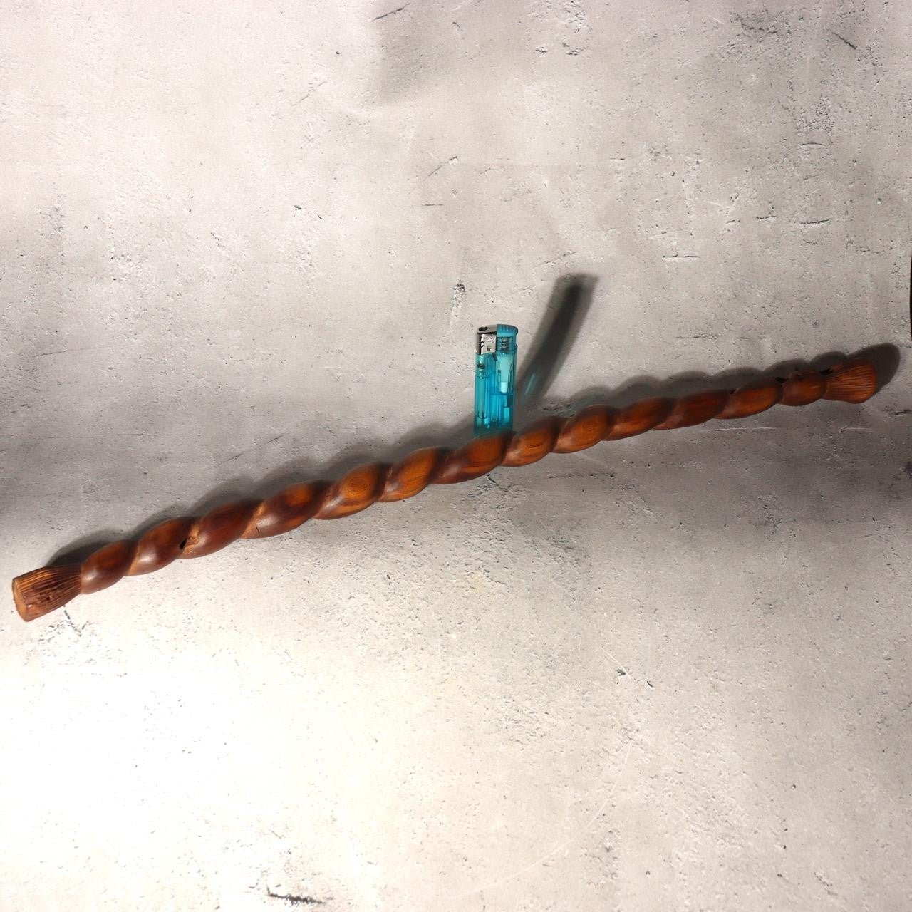 Japanese Antique Wooden Staff Shimenawa Spiral Twist Nyoi Buddhist Shinto 54cm12