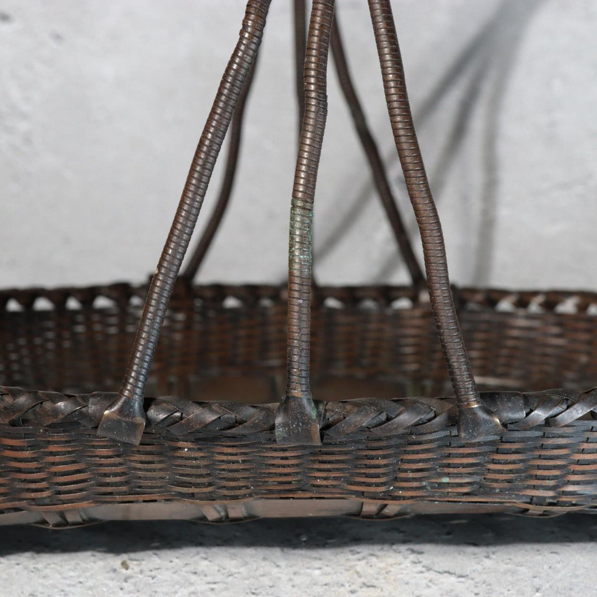 Vintage Japanese Copper Woven Bamboo Style Basket Sweets Container9