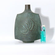 Japanese Takaoka Bronze Vase Mitsuru Obaka Relief Tomobako BV7674