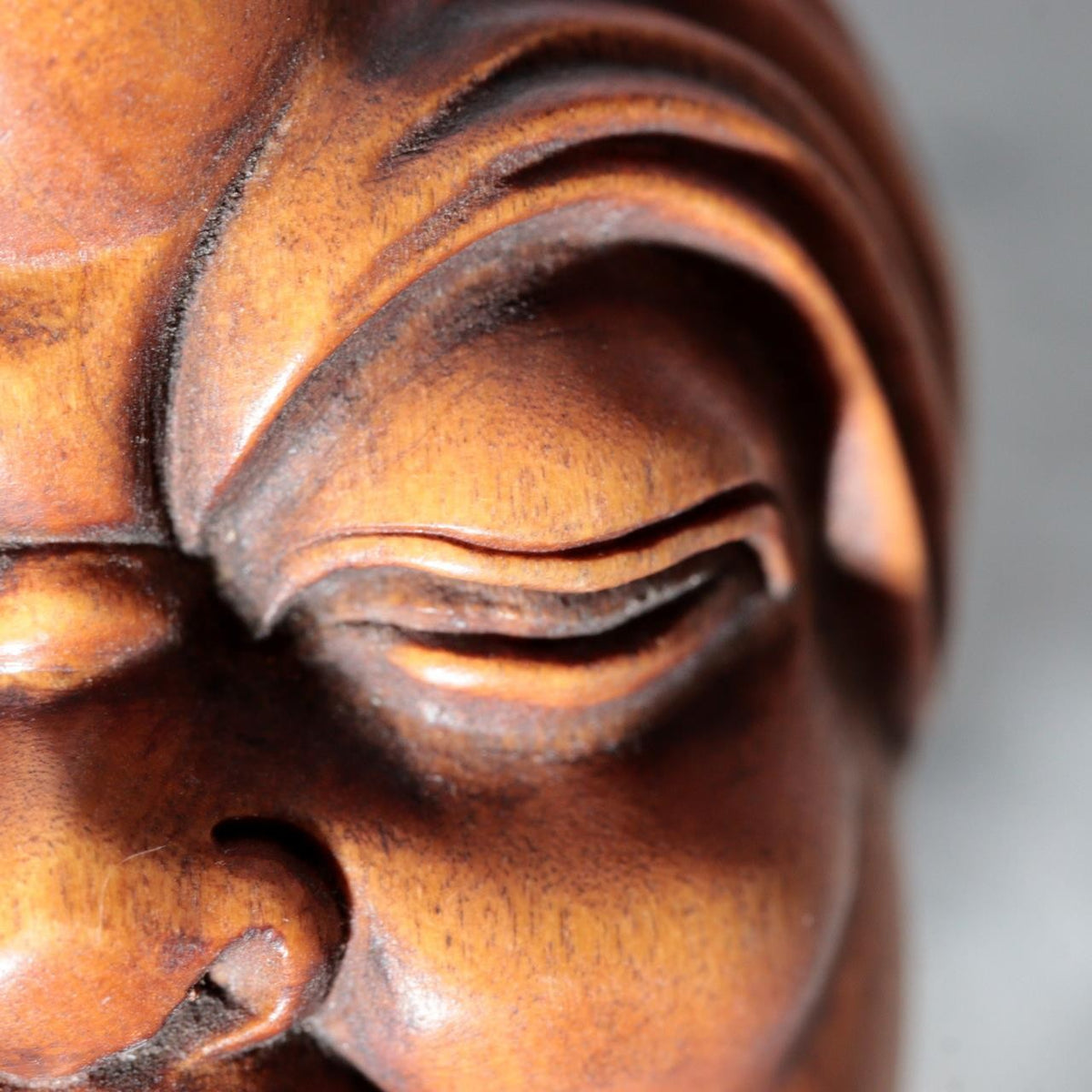 Japanese Carved Boxwood Mask Netsuke Buaku Kyogen Signed Jiro NW2725