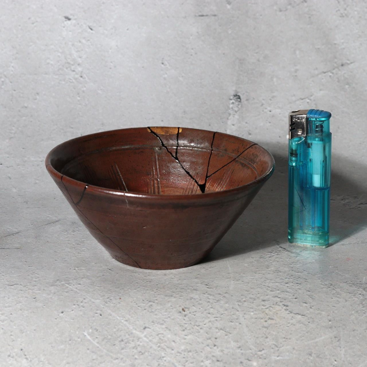 Late Edo Seto Ware Tetsuyu Iron Glaze Chawan Tea Bowl Kintsugi PCP3116
