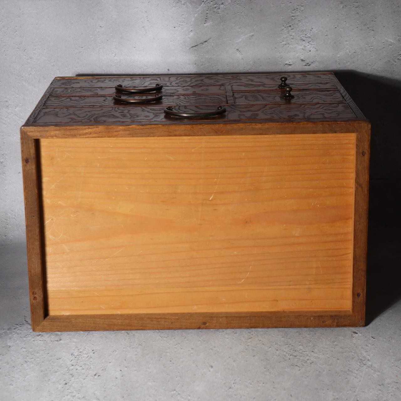 Fine Japanese Haribako - Rare "Tamamoku" Burl & Tiger Grain Wood Sewing Box8