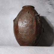 Large Japanese Master Bronze Vase by Hirai Shoho Cire Perdue Relief Fruit Motif5