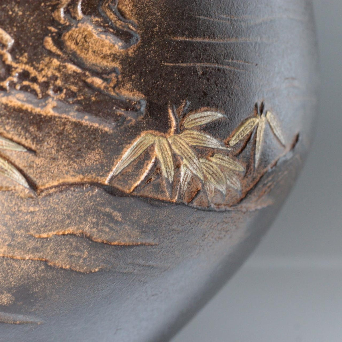 Vintage Japanese Takaoka Copper Bronze Vase Ryusen Relief Inlay Mandarin Duck17