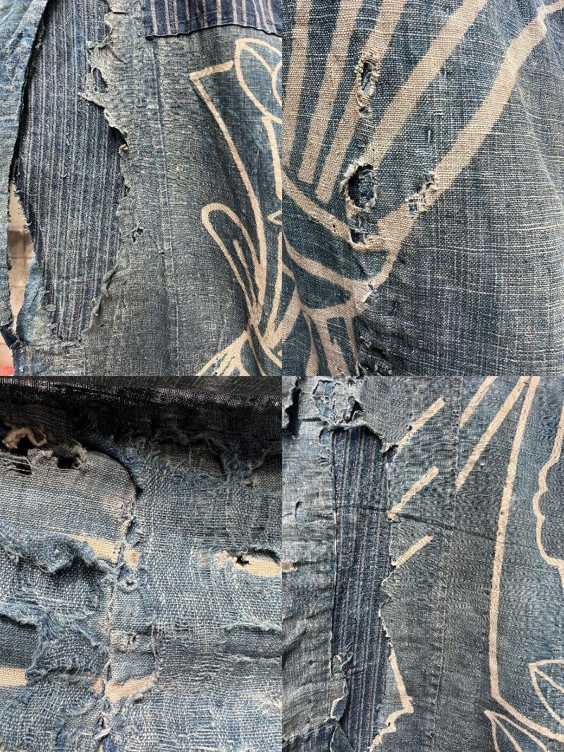 Authentic Antique Japanese Boro Textile - Indigo Patched Sashiko Cotton2