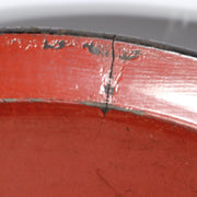 Antique Japanese Aizu Lacquer Round Oval Wooden Serving Tray Warped WO6086