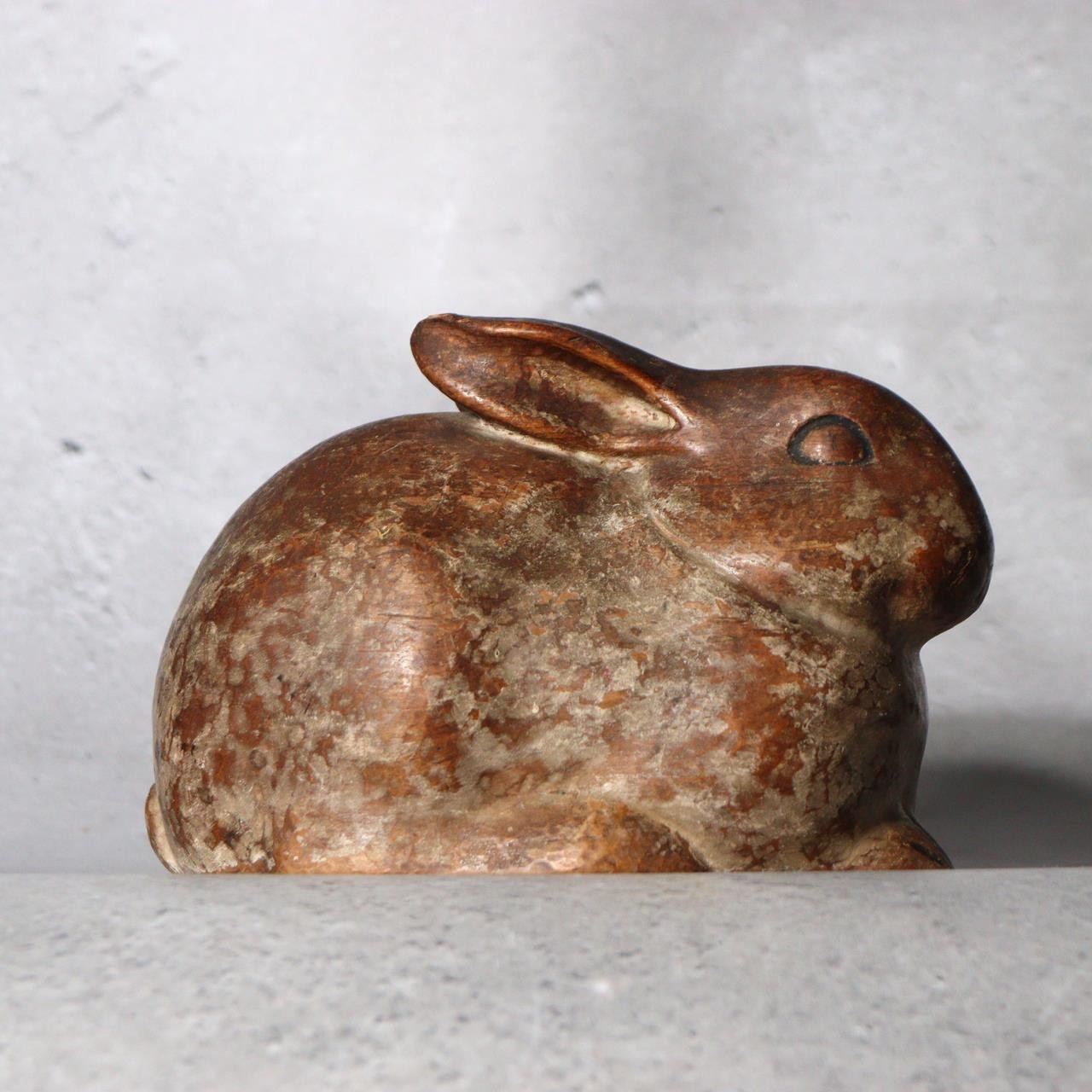 Vintage Japanese Hand-Carved Wood Rabbit Sculpture Early Showa Realistic Mastery0