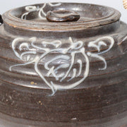 Japanese Mashiko Ware Ceramic Teapot Dark Brown Glaze Slip Motif PCP14610