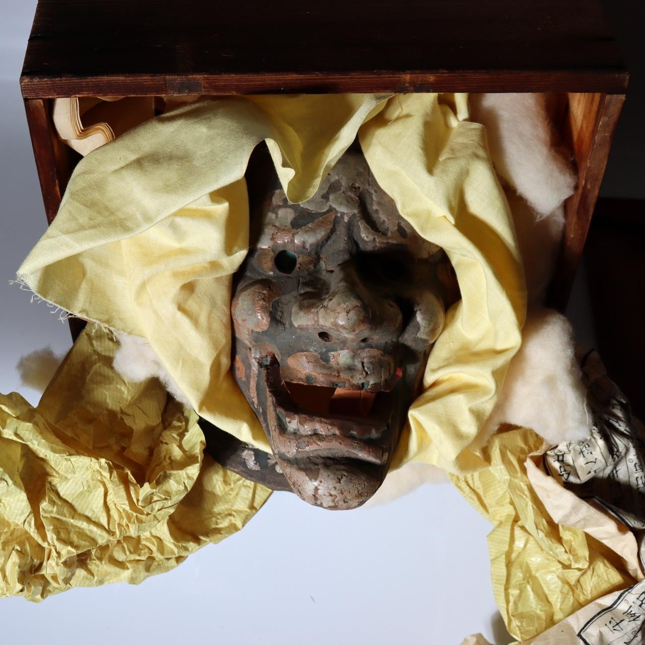 Antique Japanese Ceramic Noh Mask Style Wall Masks Hannya & Beshimi Pair c.194017