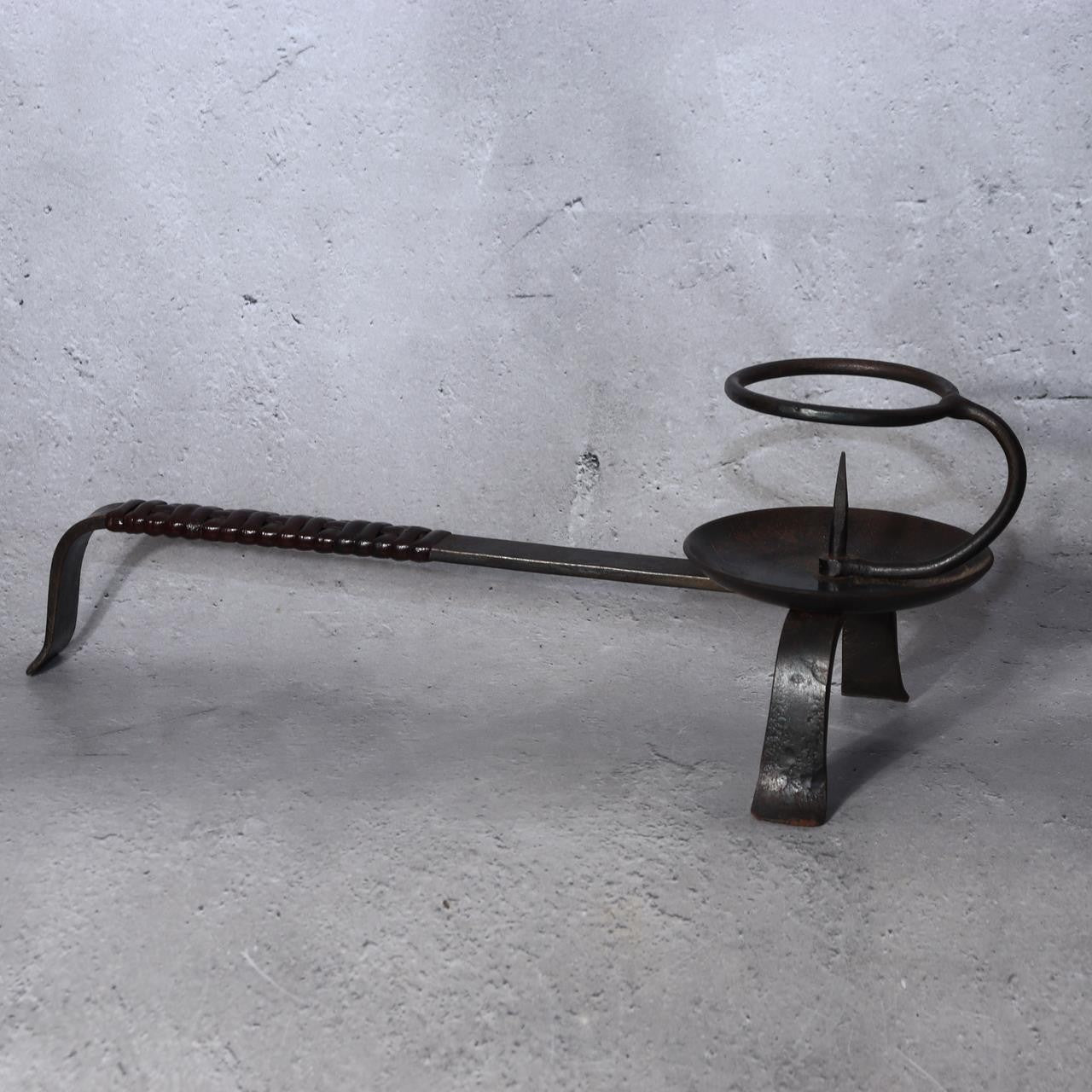 Masterpiece Hand-Forged Iron Candlestick Izumo Swordsmith Hiromitsu Signed Japan1