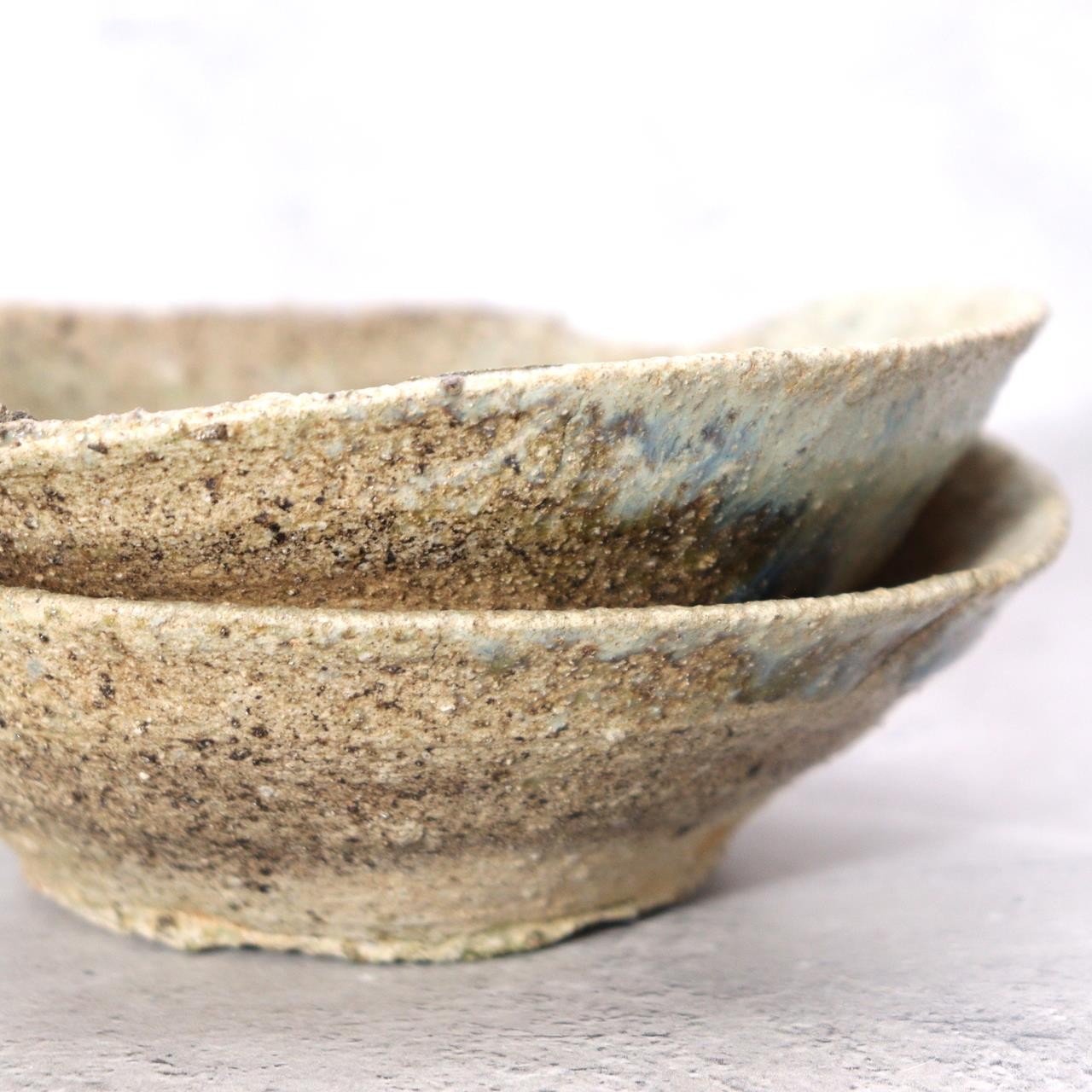 Japanese Antique Tokoname Stoneware Fused Yamajawan Pair Iconic Natural Ash Drip11