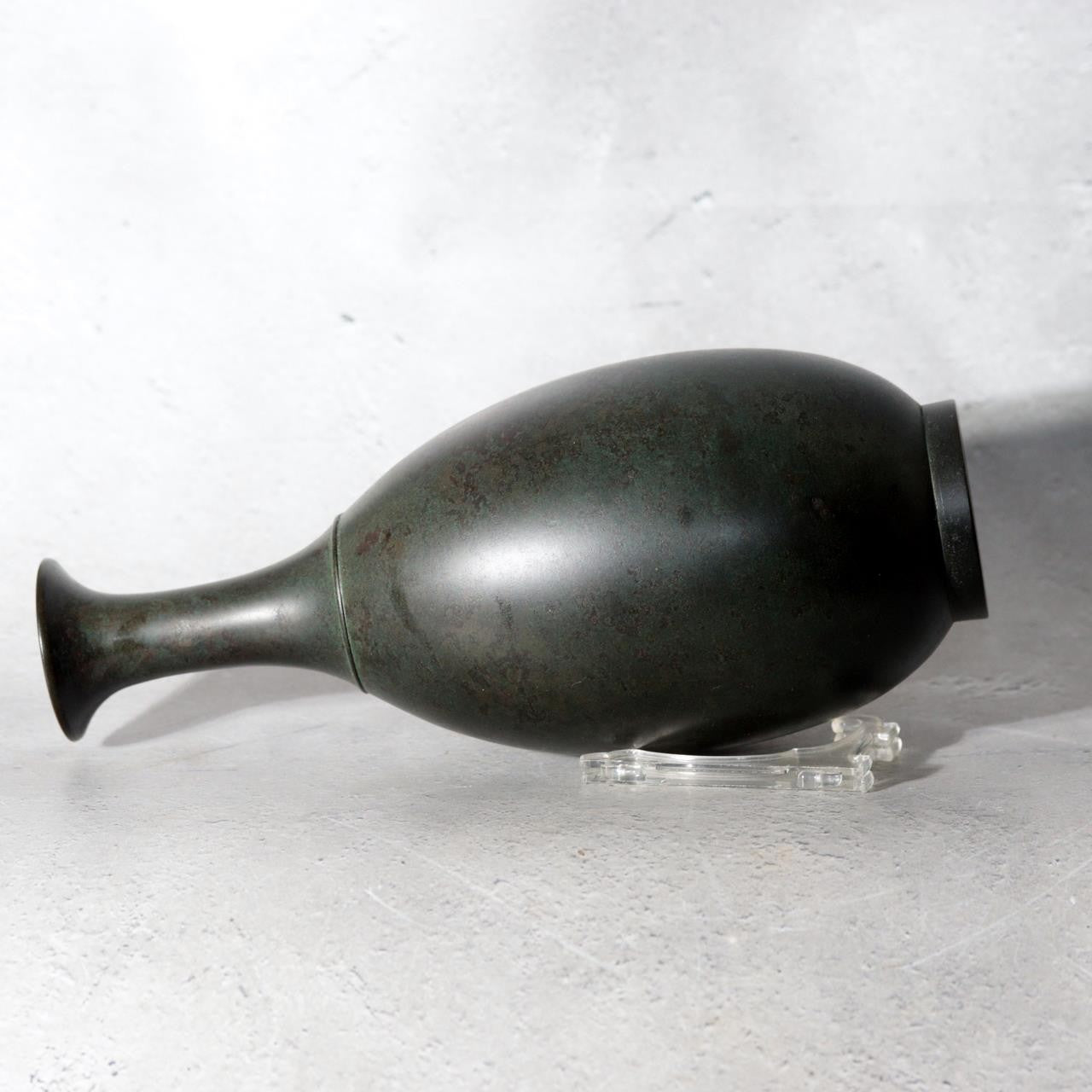 Japanese Cast Bronze Karakane Vase Shoei Kanamori Tomobako BV76916
