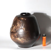 Vintage Japanese Takaoka Copper Bronze Vase Ryusen Relief Inlay Mandarin Duck2