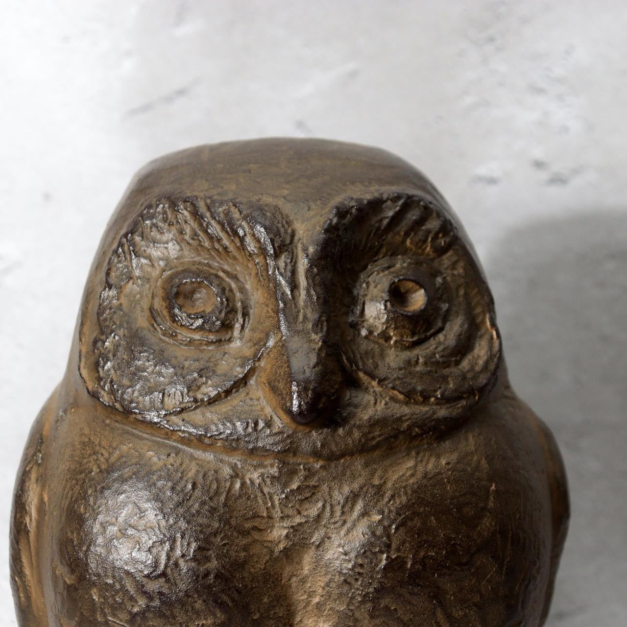 Japanese Bronze Owl Figurine Statue Okimono Hiromu Kojima 1982 Coin Bank BOSa6510