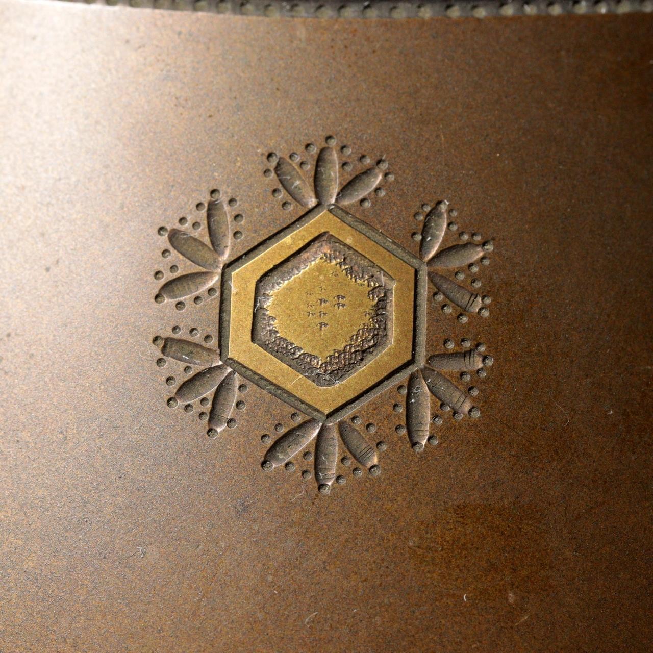 Antique Japanese Bronze Vase Silver Brass Inlay Sakura Snowflake Pattern 193213