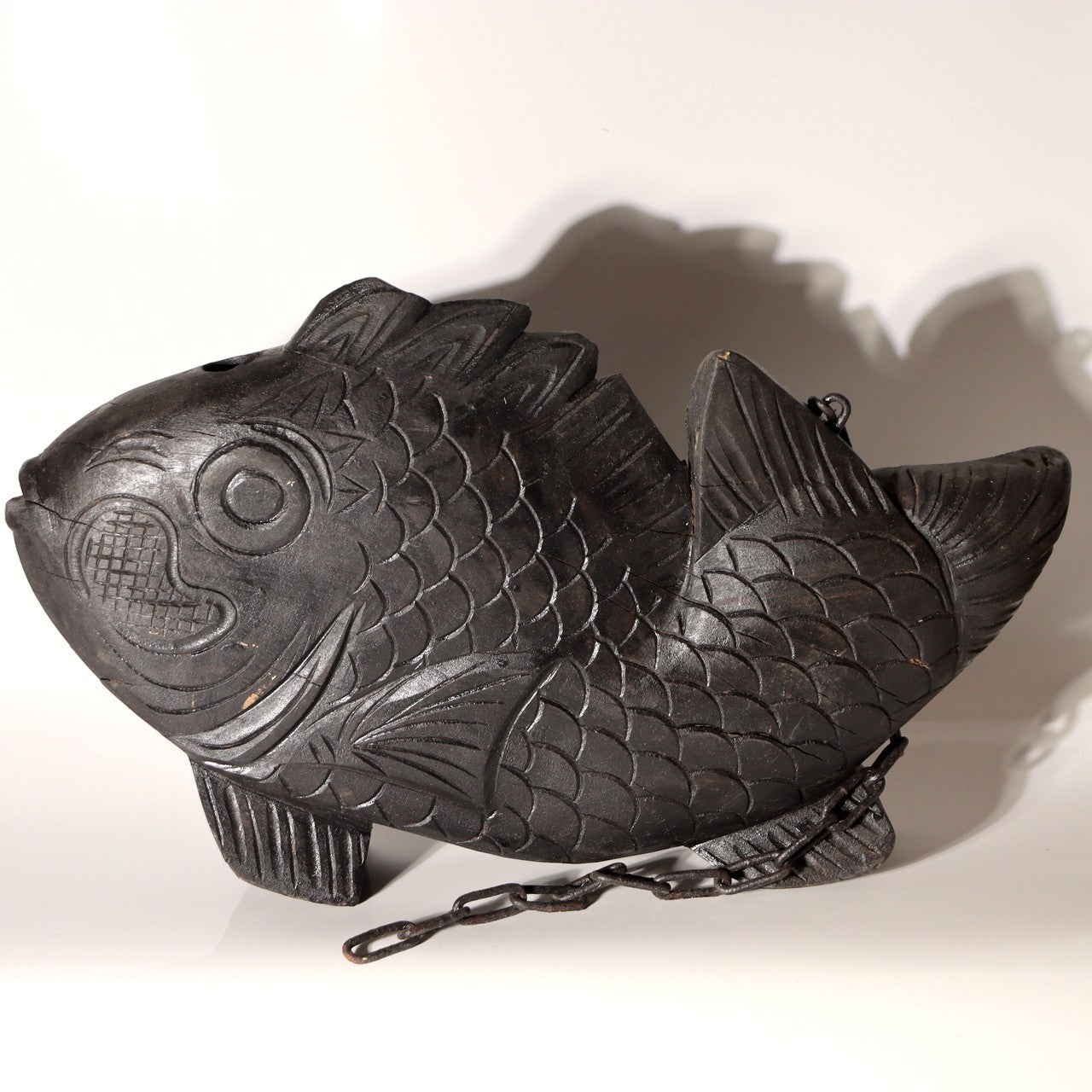 Japanese Wood Carved Tai Sea Bream Fish Jizaikagi Yokogi Hearth Hook WO5410