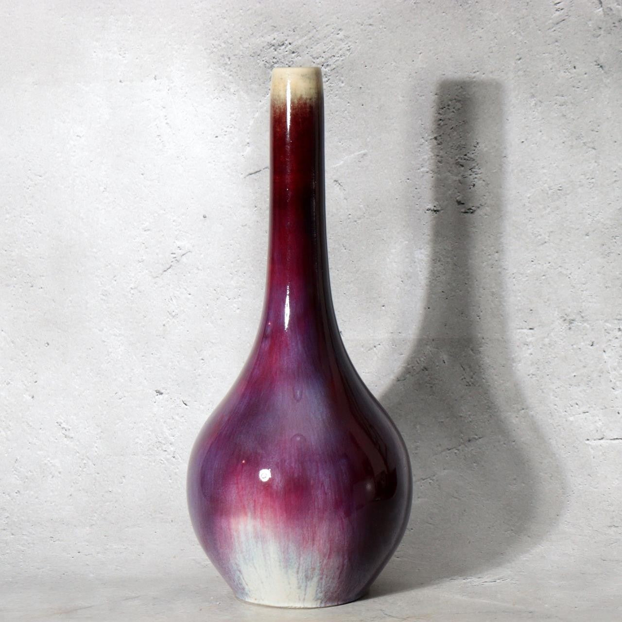 Japanese Ceramic Vase Peacock Glaze Masahide Matsuyama Kujaku Kiln PV3193