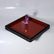 Antique Japanese Aizu Lacquer Square Wooden Serving Tray Set of 2 WO6077