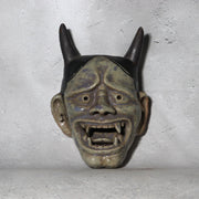 Antique Meiji Showa Mino Ware Ceramic Hannya Mask Shrine Dedication Box9