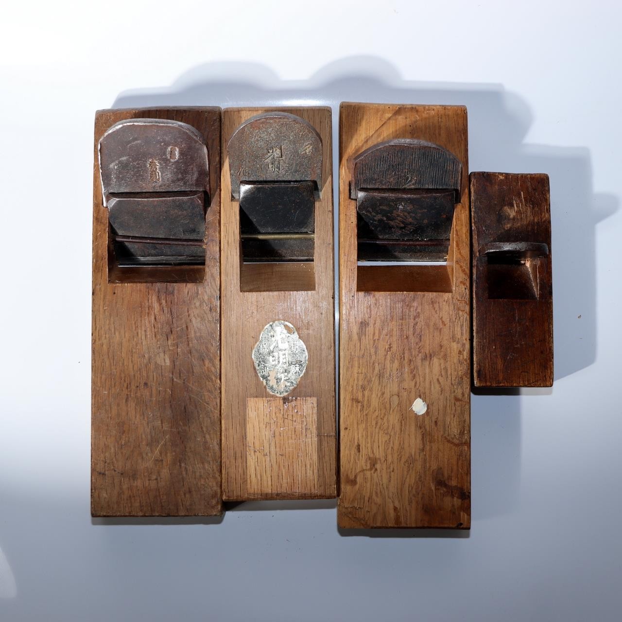 Bulk Lot of 4 Vintage Japanese Hand Planes Kanna Signed Blades Hidetoshi & Komyo0