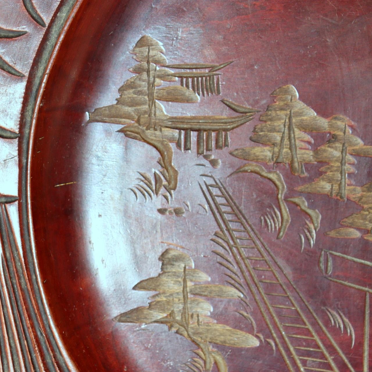Japanese Vintage Wood Carved Sea Bream Tray Tai Akayu Onsen Souvenir 36cm5