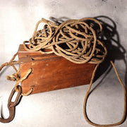 Antique Japanese Wooden Pulley Block Tackle Rope Iron Hook Rustic WO5381