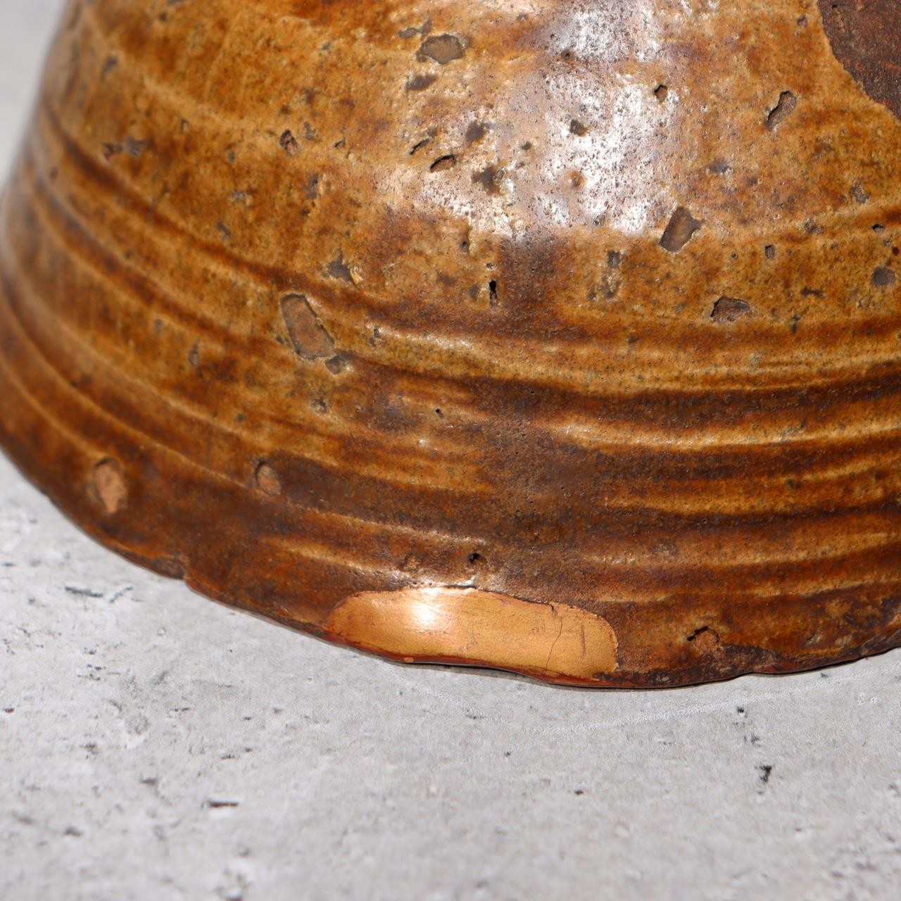 Antique Japanese Tanba Ware Tea Bowl Edo Period Wabi Sabi Mitate Chawan Amber13