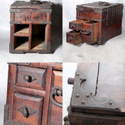 Antique Japanese Kake-Suzuri Keyaki Wood Calligraphy Writing Box Iron Hardware13