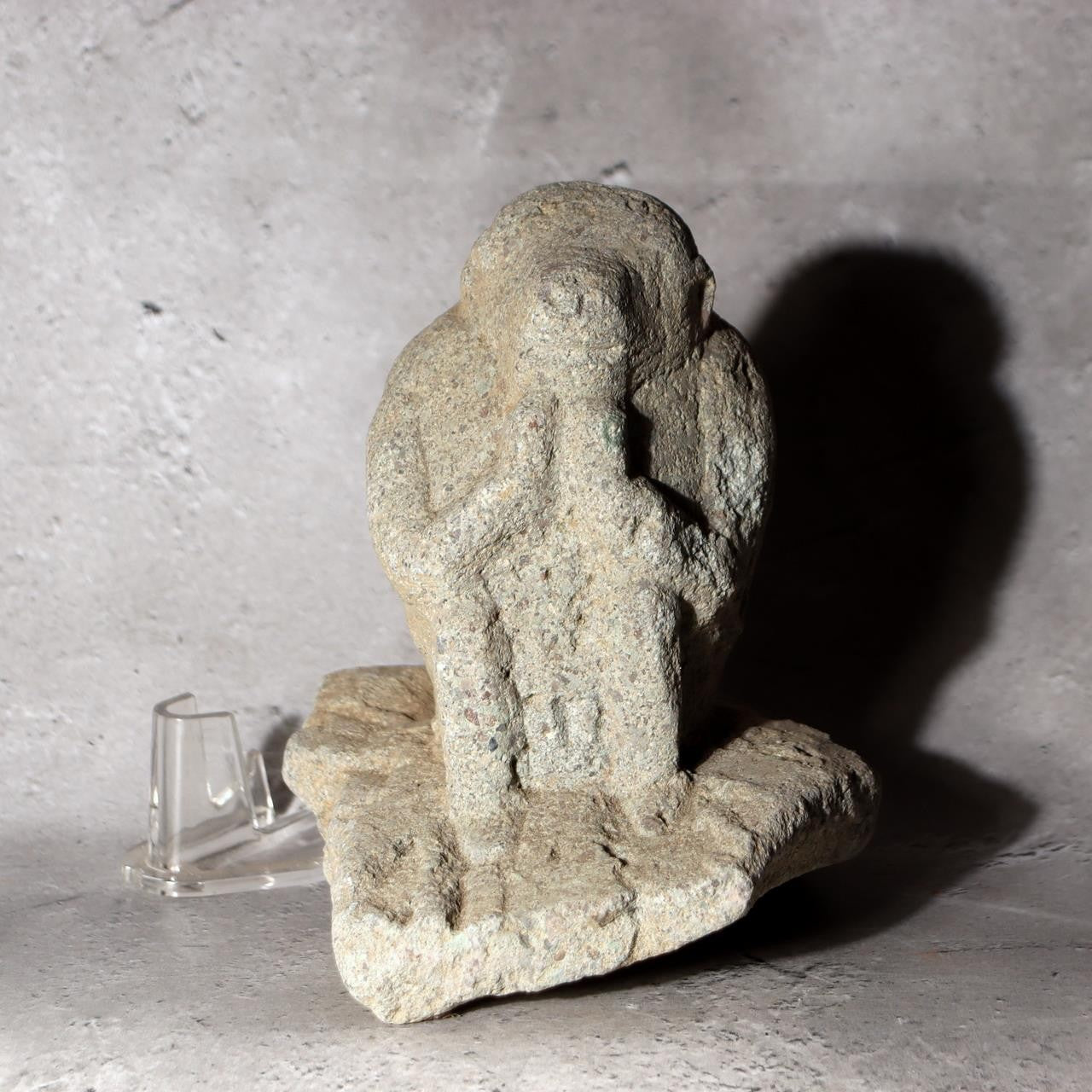 Japanese Antique Stone Monkey Statue Saru God Garden Ornament Zen Bonsai Folk Ar0