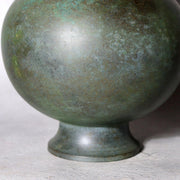 Takaoka Bronze Vase  Gousho Ancient Verdigris Patina Classic Trumpet Neck Japan3