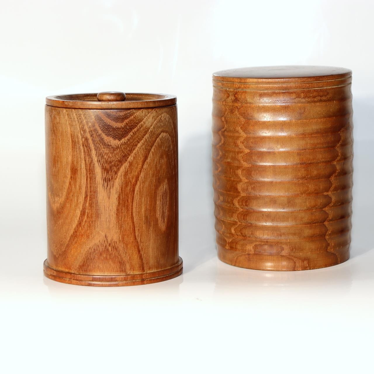 Japanese Vintage Wooden Tea Caddy Lidded Box Yamagata Craftsman Shogi Keyaki0
