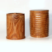 Japanese Vintage Wooden Tea Caddy Lidded Box Yamagata Craftsman Shogi Keyaki0