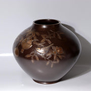 Japanese Bronze Vase by Yoshino Takeji & Takano Shizan Pomegranate Bird Design1