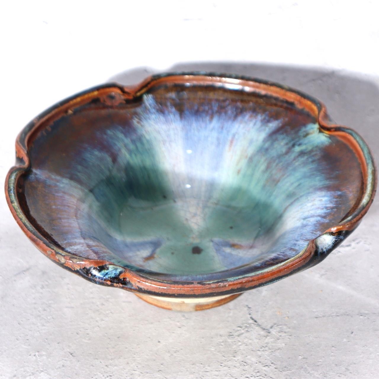 Japanese Antique Ceramic Bowl Wooden Box Kyushu-style Kiln-Effect Glaze Bowl1