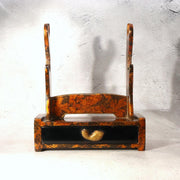 Japanese Wood Lacquer Mini Tanto Sword Stand Katanakake Drawer 25cm WO5541