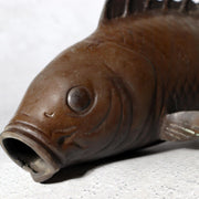 Antique Japanese Bronze Koi Carp Splashing Waves Flower Vase Ichirin-zashi 21cm9