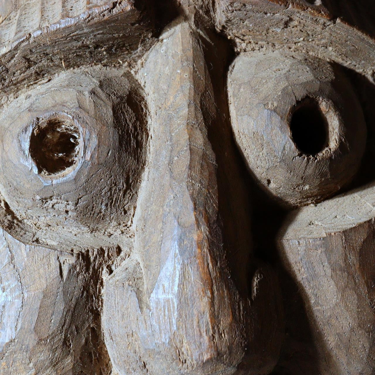 Japanese Antique Wood Carved Mask Usobuki Hyottoko Kyogen Folk Art 23cm16